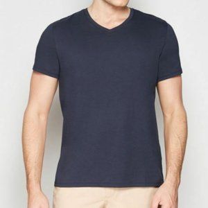 SLATE & STONE Men's Bruce V Neck Basic Everyday Cotton Tee Shirt navy blue S